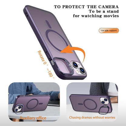 For iPhone 14 Metal Invisible Camera Holder MagSafe Magnetic Phone Case(Purple) - iPhone 14 Cases by buy2fix | Online Shopping UK | buy2fix