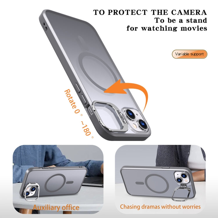 For iPhone 12 Metal Invisible Camera Holder MagSafe Magnetic Phone Case(Grey) - iPhone 12 / 12 Pro Cases by buy2fix | Online Shopping UK | buy2fix