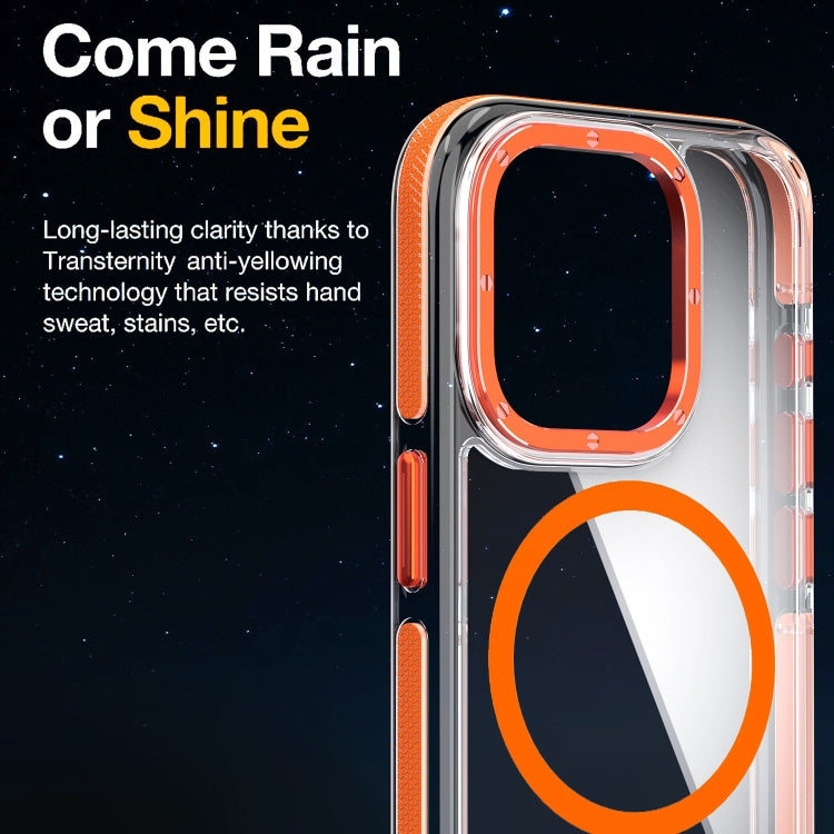 For iPhone 16 Pro Dual-Color Clear Acrylic Hybrid TPU MagSafe Phone Case(Orange) - iPhone 16 Pro Cases by buy2fix | Online Shopping UK | buy2fix