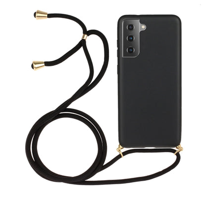 For Samsung Galaxy S24 5G Wheat Straw Material + TPU Phone Case with Lanyard(Black) - Galaxy S24 5G Cases by buy2fix | Online Shopping UK | buy2fix