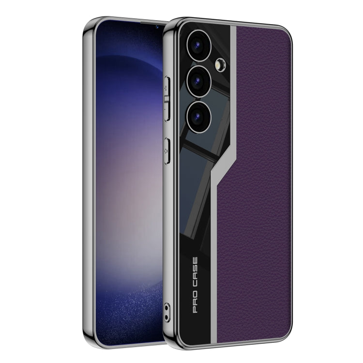 For Samsung Galaxy S24 5G GKK Plating TPU + Leather Supercar Full Coverage Phone Case(Purple) - Galaxy S24 5G Cases by GKK | Online Shopping UK | buy2fix