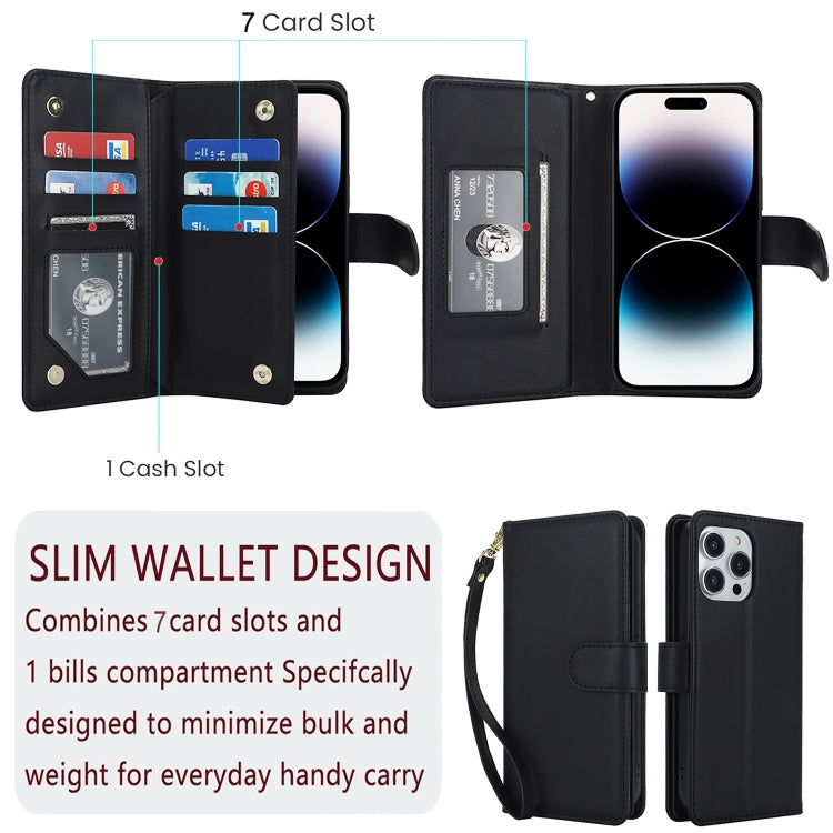 For iPhone 16 Pro Max Multi-Card Wallet RFID Leather Phone Case(Black) - iPhone 16 Pro Max Cases by buy2fix | Online Shopping UK | buy2fix