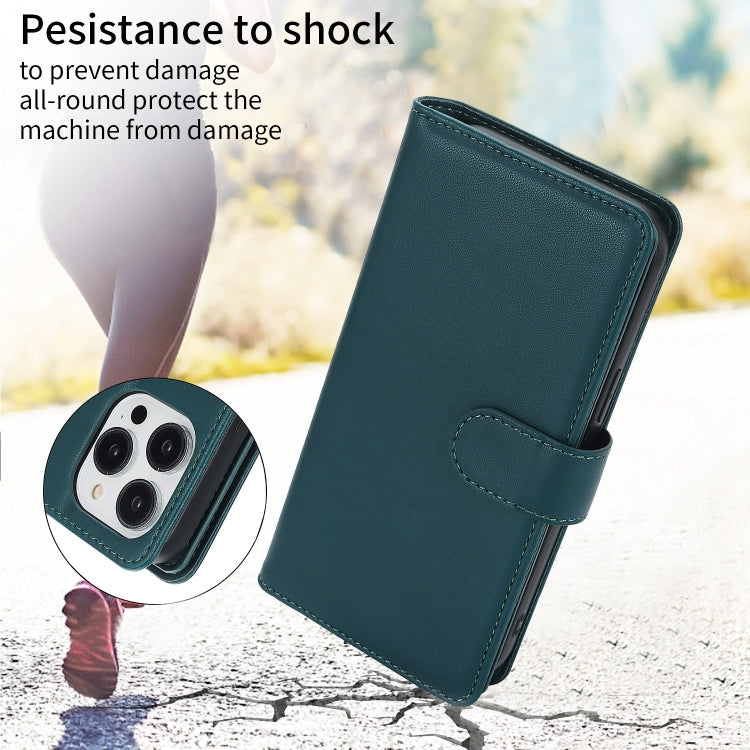 For iPhone 16 Pro Max Multi-Card Wallet RFID Leather Phone Case(Green) - iPhone 16 Pro Max Cases by buy2fix | Online Shopping UK | buy2fix