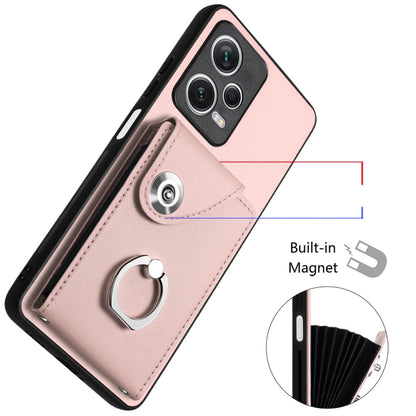 For Xiaomi Redmi Note 12 Pro+ 5G Global Organ Card Bag Ring Holder Phone Case with Long Lanyard(Pink) - Xiaomi Cases by buy2fix | Online Shopping UK | buy2fix