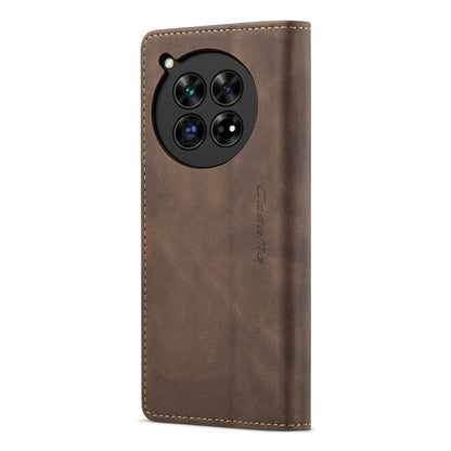 For OnePlus 12 CaseMe 013 Retro Frosted Flip Leather Phone Case(Coffee) - OnePlus Cases by CaseMe | Online Shopping UK | buy2fix