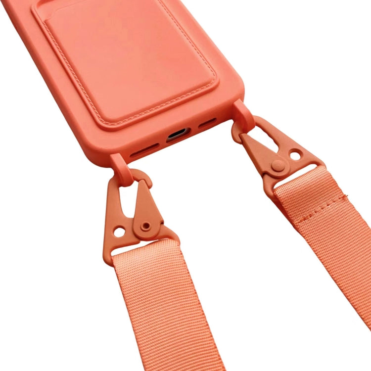 For iPhone 16 Plus Card Slot Liquid Silicone Phone Case with Lanyard(Light Pink) - iPhone 16 Plus Cases by buy2fix | Online Shopping UK | buy2fix