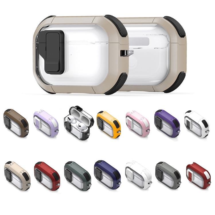 For AirPods 1/2 DUX DUCIS PECN Series Split Two-color Transparent Earphone Case with Hook(Gold Black) - For AirPods 1/2 by DUX DUCIS | Online Shopping UK | buy2fix