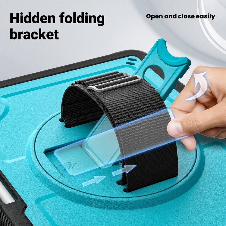 For iPad Air 11 2024 Honeycomb Hand Grip Turntable Stand Tablet Case(Light Blue) - iPad Air 11 2024 Cases by buy2fix | Online Shopping UK | buy2fix