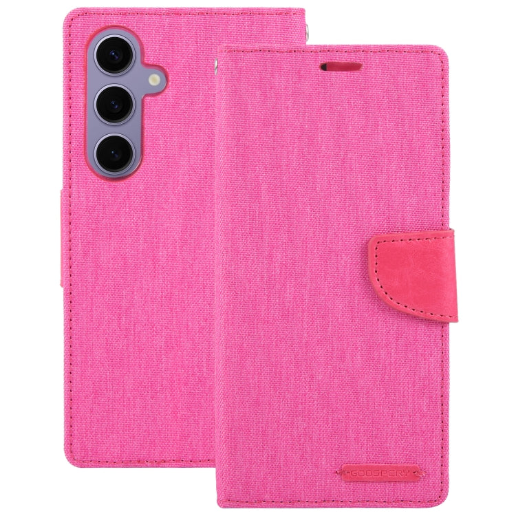 For Samsung Galaxy S24+ 5G GOOSPERY CANVAS DIARY Fabric Texture Flip Leather Phone Case(Rose Red) - Galaxy S24+ 5G Cases by GOOSPERY | Online Shopping UK | buy2fix