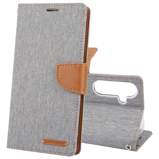 For Samsung Galaxy S24+ 5G GOOSPERY CANVAS DIARY Fabric Texture Flip Leather Phone Case(Grey) - Galaxy S24+ 5G Cases by GOOSPERY | Online Shopping UK | buy2fix