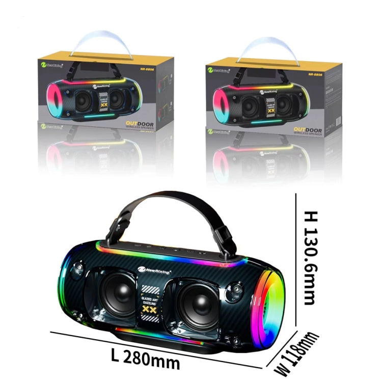 New Rixing NR8806 Portable Outdoor Wireless Bluetooth Speaker RGB Colorful Subwoofer, Style:Single Mic(Black) - Desktop Speaker by NewRixing | Online Shopping UK | buy2fix