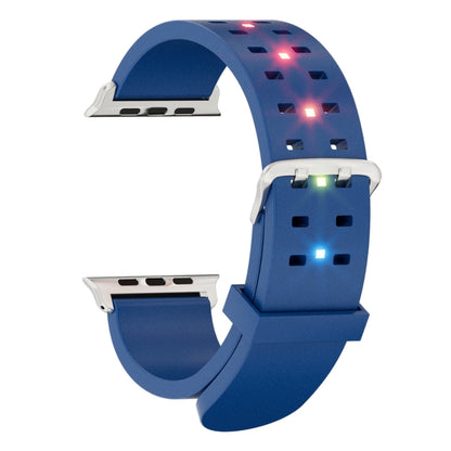 For Apple Watch Series 8 45mm Luminous Colorful Light Silicone Watch Band(Blue) - Watch Bands by buy2fix | Online Shopping UK | buy2fix