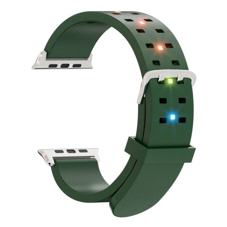 For Apple Watch Series 7 45mm Luminous Colorful Light Silicone Watch Band(Green) - Watch Bands by buy2fix | Online Shopping UK | buy2fix