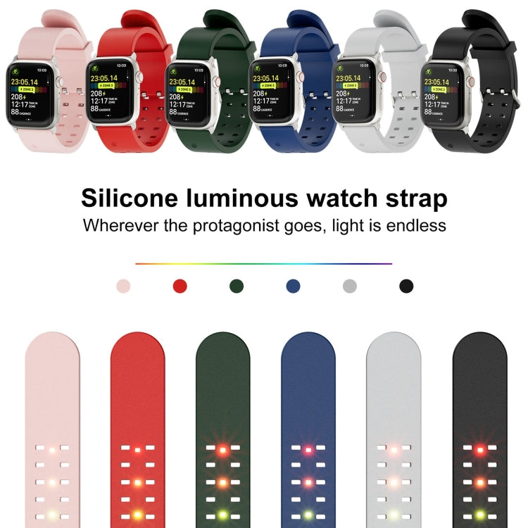 For Apple Watch SE 2022 40mm Luminous Colorful Light Silicone Watch Band(Red) - Watch Bands by buy2fix | Online Shopping UK | buy2fix