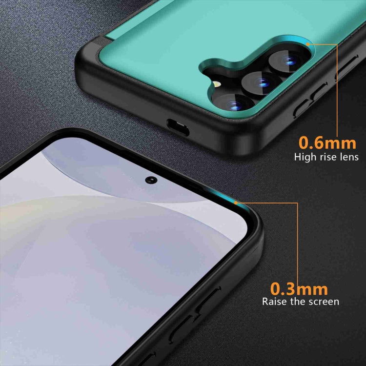 For Samsung Galaxy S22+ 5G 3 in 1 Flip Holder Phone Case(Cyan) - Galaxy S22+ 5G Cases by buy2fix | Online Shopping UK | buy2fix