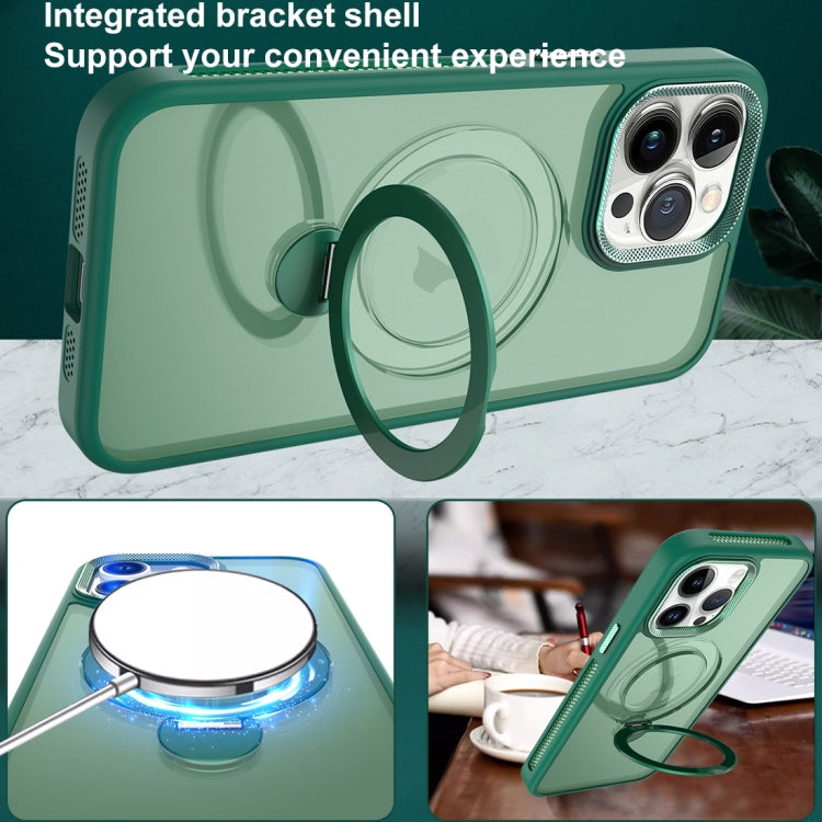 For iPhone 15 Pro MagSafe Magnetic Holder Breathable Phone Case(Green) - iPhone 15 Pro Cases by buy2fix | Online Shopping UK | buy2fix