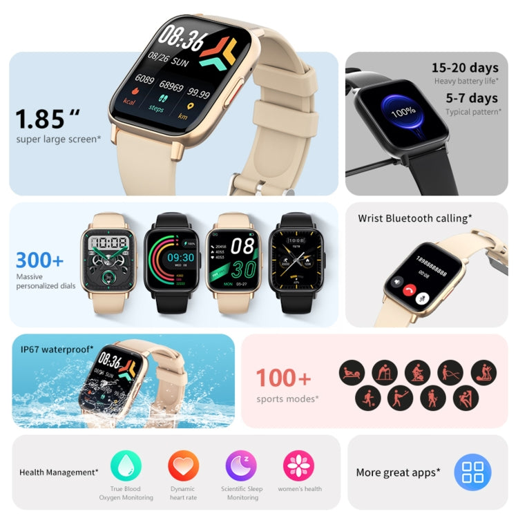 DM05 1.83 inch BT5.2 Smart Sport Watch, Support Sleep / Heart Rate / Blood Oxygen / Temperature / Heart Sugar/ Blood Pressure Health Monitor(Black) - Smart Watches by buy2fix | Online Shopping UK | buy2fix