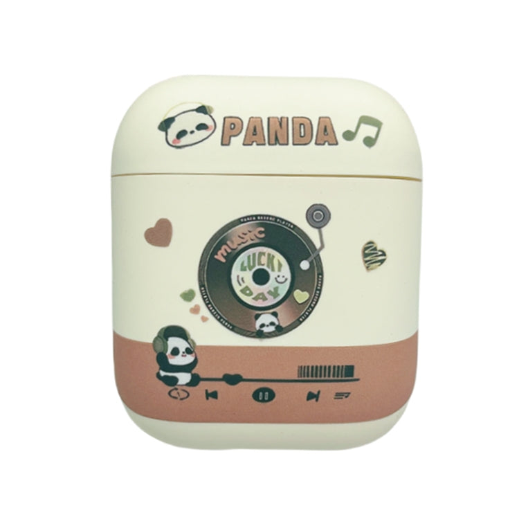 For AirPods 2 / 1 Panda Records Pattern Earbuds Box Frosted TPU Case(White) - For AirPods 1/2 by buy2fix | Online Shopping UK | buy2fix