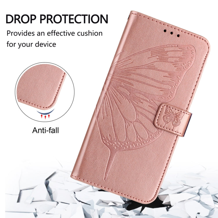 For Google Pixel 9 Pro XL Embossed Butterfly Leather Phone Case(Rose Gold) - Google Cases by buy2fix | Online Shopping UK | buy2fix