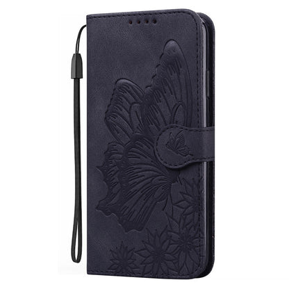 For Samsung Galaxy A55 5G Retro Skin Feel Butterflies Embossing Horizontal Flip Leather Phone Case(Black) - Galaxy Phone Cases by buy2fix | Online Shopping UK | buy2fix