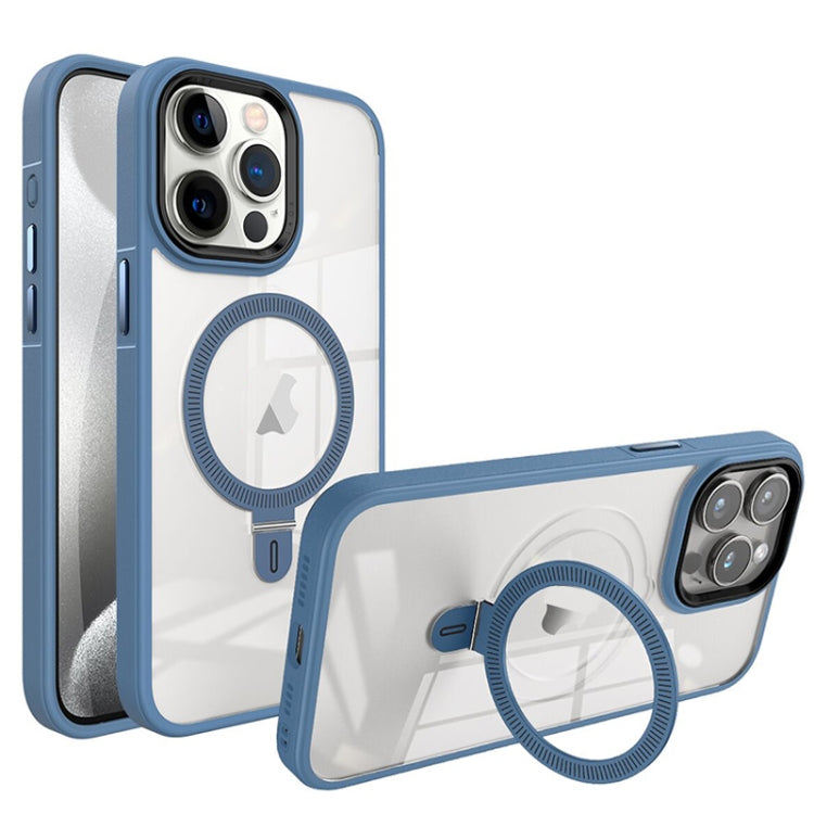 For iPhone 15 Pro Shield Armor MagSafe Holder Phone Case(Blue) - iPhone 15 Pro Cases by buy2fix | Online Shopping UK | buy2fix