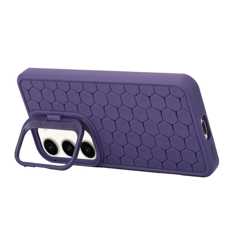 For Samsung Galaxy S23 5G Honeycomb Radiating Lens Holder Magsafe Phone Case(Purple) - Galaxy S23 5G Cases by buy2fix | Online Shopping UK | buy2fix