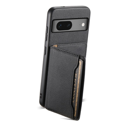 For Google Pixel 7 5G Calf Texture Card Bag Design Full Coverage Phone Case(Black) - Google Cases by buy2fix | Online Shopping UK | buy2fix