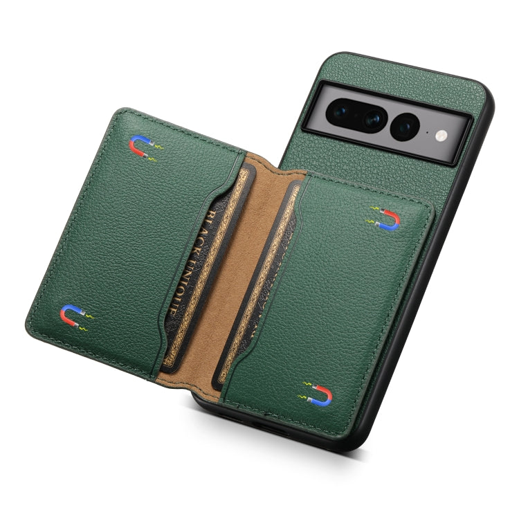 For Google Pixel 7 Pro 5G Calf Texture Card Bag Design Full Coverage Phone Case(Green) - Google Cases by buy2fix | Online Shopping UK | buy2fix