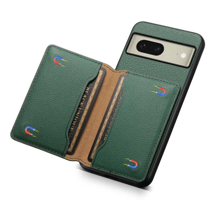 For Google Pixel 8 Calf Texture Card Bag Design Full Coverage Phone Case(Green) - Google Cases by buy2fix | Online Shopping UK | buy2fix