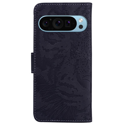 For Google Pixel 9 Tiger Embossing Pattern Flip Leather Phone Case(Black) - Google Cases by buy2fix | Online Shopping UK | buy2fix