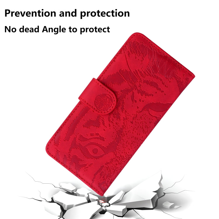 For Google Pixel 9 Pro 5G Tiger Embossing Pattern Flip Leather Phone Case(Red) - Google Cases by buy2fix | Online Shopping UK | buy2fix