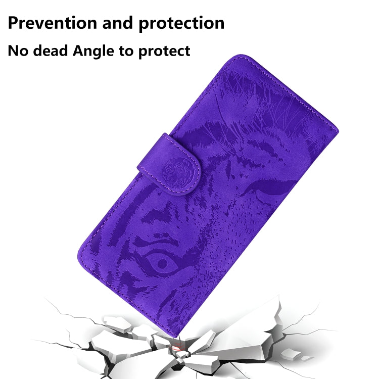 For Google Pixel 9 Pro 5G Tiger Embossing Pattern Flip Leather Phone Case(Purple) - Google Cases by buy2fix | Online Shopping UK | buy2fix