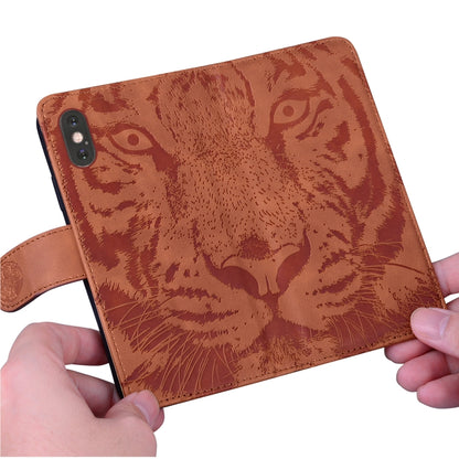 For Google Pixel 9 Pro 5G Tiger Embossing Pattern Flip Leather Phone Case(Brown) - Google Cases by buy2fix | Online Shopping UK | buy2fix