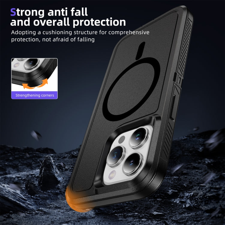 For iPhone 15 Pro Max Guard Magsafe Magnetic Ring Matte Phone Case(Black) - iPhone 15 Pro Max Cases by buy2fix | Online Shopping UK | buy2fix
