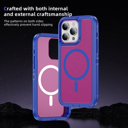 For iPhone 12 Pro Max Guard Magsafe Magnetic Ring Matte Phone Case(Blue+Rose Red) - iPhone 12 Pro Max Cases by buy2fix | Online Shopping UK | buy2fix