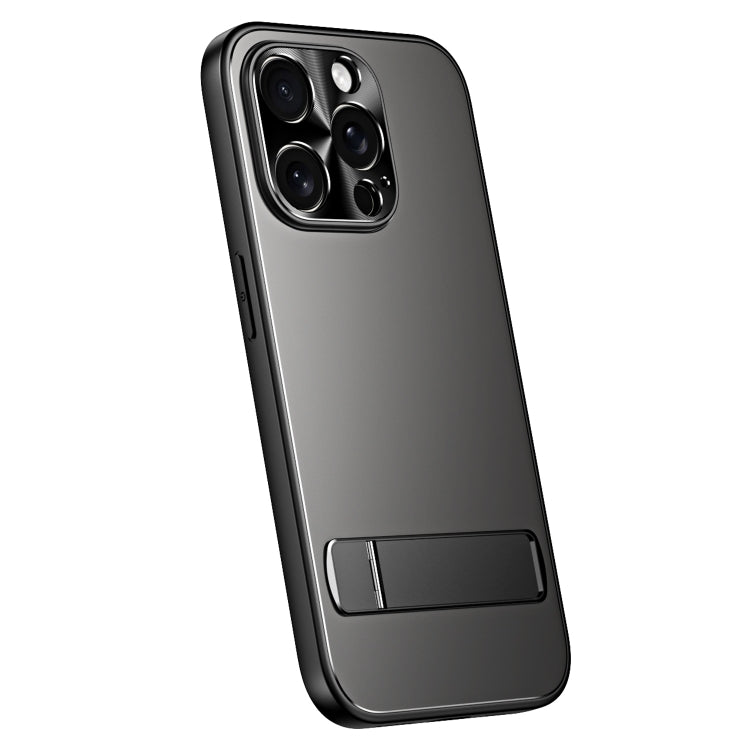 For iPhone 14 Pro R-JUST RJ-61 Electroplating Frosted TPU + PC Phone Case with Holder(Grey) - iPhone 14 Pro Cases by R-JUST | Online Shopping UK | buy2fix