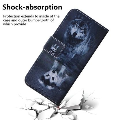 For Google Pixel 9 Pro Coloured Drawing Flip Leather Phone Case(Wolf and Dog) - Google Cases by buy2fix | Online Shopping UK | buy2fix