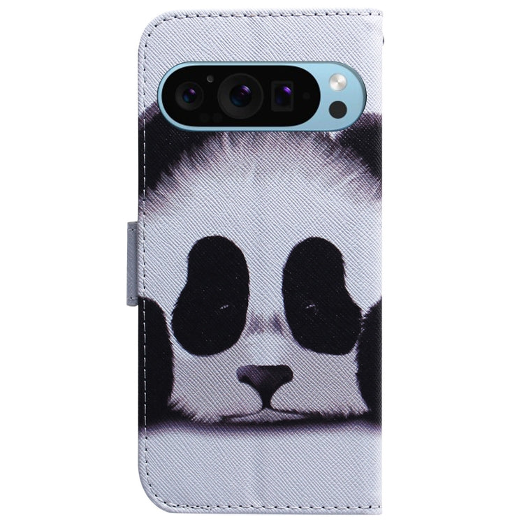 For Google Pixel 9 Pro Coloured Drawing Flip Leather Phone Case(Panda) - Google Cases by buy2fix | Online Shopping UK | buy2fix