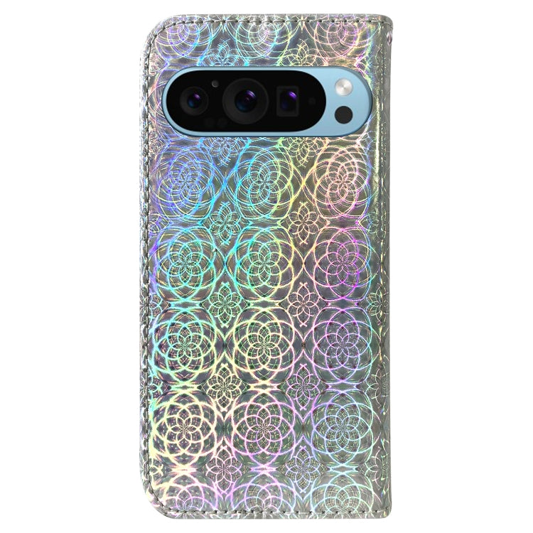 For Google Pixel 9 Pro Colorful Magnetic Buckle Leather Phone Case(Silver) - Google Cases by buy2fix | Online Shopping UK | buy2fix