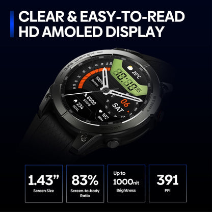 Zeblaze Stratos 3 Pro 1.43 inch AMOLED Screen Sports Smart Watch Support Bluethooth Call(Blue) - Smart Watches by Zeblaze | Online Shopping UK | buy2fix