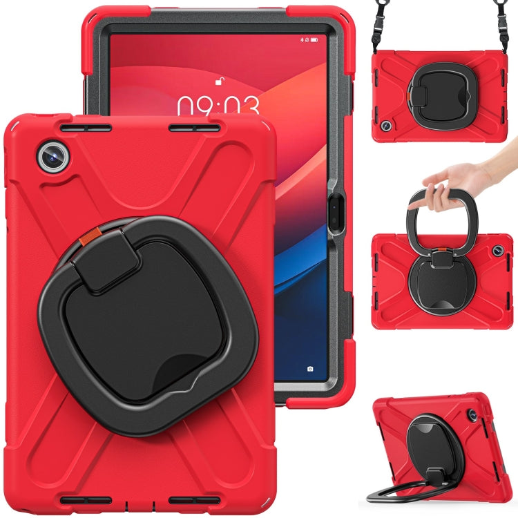 For Lenovo Tab M11 /Xiaomi Pad 11 2024 Silicone Hybrid PC Tablet Case with Holder & Shoulder Strap(Red) - Lenovo by buy2fix | Online Shopping UK | buy2fix