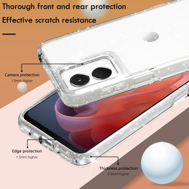 For Motorola Moto G Play 4G 2024 Terminator Style Shockproof Phone Case(Glitter White) - Motorola Cases by buy2fix | Online Shopping UK | buy2fix