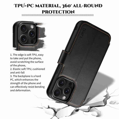 For iPhone 15 Plus / 14 Plus ESEBLE E1 Nappa Texture MagSafe Holder Leather Phone Case(Black) - iPhone 14 Plus Cases by ESEBLE | Online Shopping UK | buy2fix