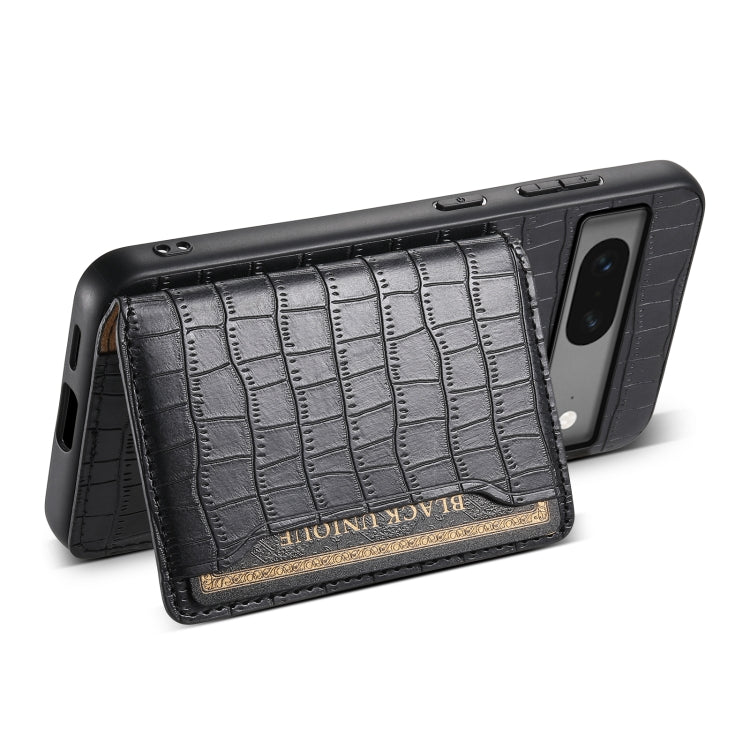 For Google Pixel 7 5G Crocodile Texture Card Bag Design Full Coverage Phone Case(Black) - Google Cases by buy2fix | Online Shopping UK | buy2fix