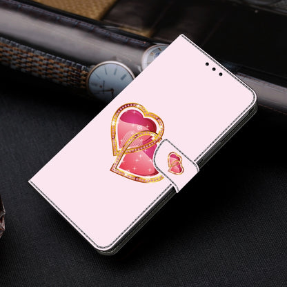 For Google Pixel 9 Pro Crystal Painted Leather Phone case(Love Peach) - Google Cases by buy2fix | Online Shopping UK | buy2fix