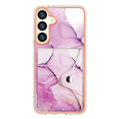 For Samsung Galaxy S24+ 5G Marble Pattern IMD Card Slot Phone Case(Pink Purple Gold) - Galaxy S24+ 5G Cases by buy2fix | Online Shopping UK | buy2fix