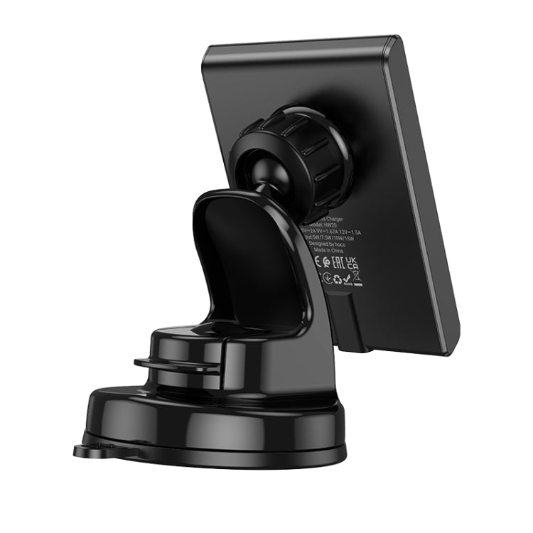 hoco HW20 Precious Magnetic Wireless Fast Charging Car Center Console Holder(Black) - Wireless Charger Holders by hoco | Online Shopping UK | buy2fix