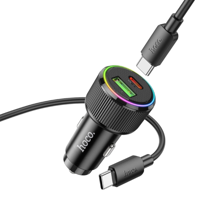 hoco NZ14A Guerrero PD20W + QC3.0 USB Car Charger with Type-C to Type-C Cable(Black) - Car Charger by hoco | Online Shopping UK | buy2fix