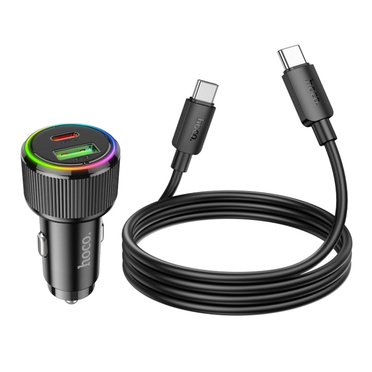 hoco NZ14A Guerrero PD20W + QC3.0 USB Car Charger with Type-C to Type-C Cable(Black) - Car Charger by hoco | Online Shopping UK | buy2fix