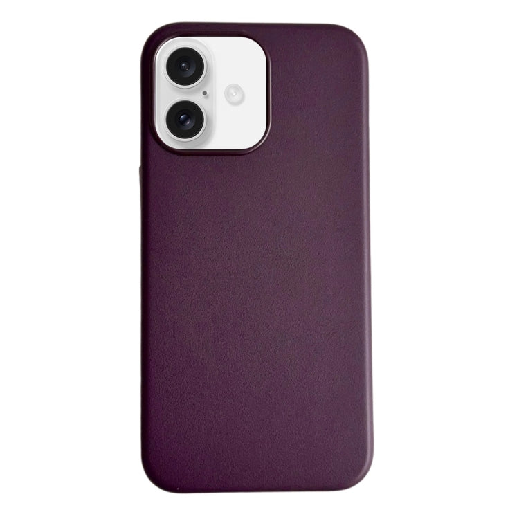 For iPhone 16 Pure Color Leather Magsafe Magnetic Phone Case(Purple) - iPhone 16 Cases by buy2fix | Online Shopping UK | buy2fix